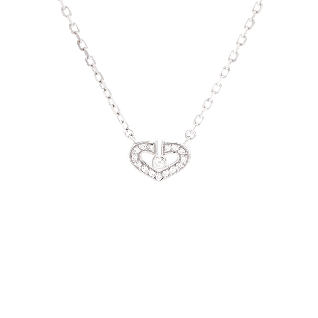 C Heart de Cartier Pendant Necklace 18K White Gold with Diamonds