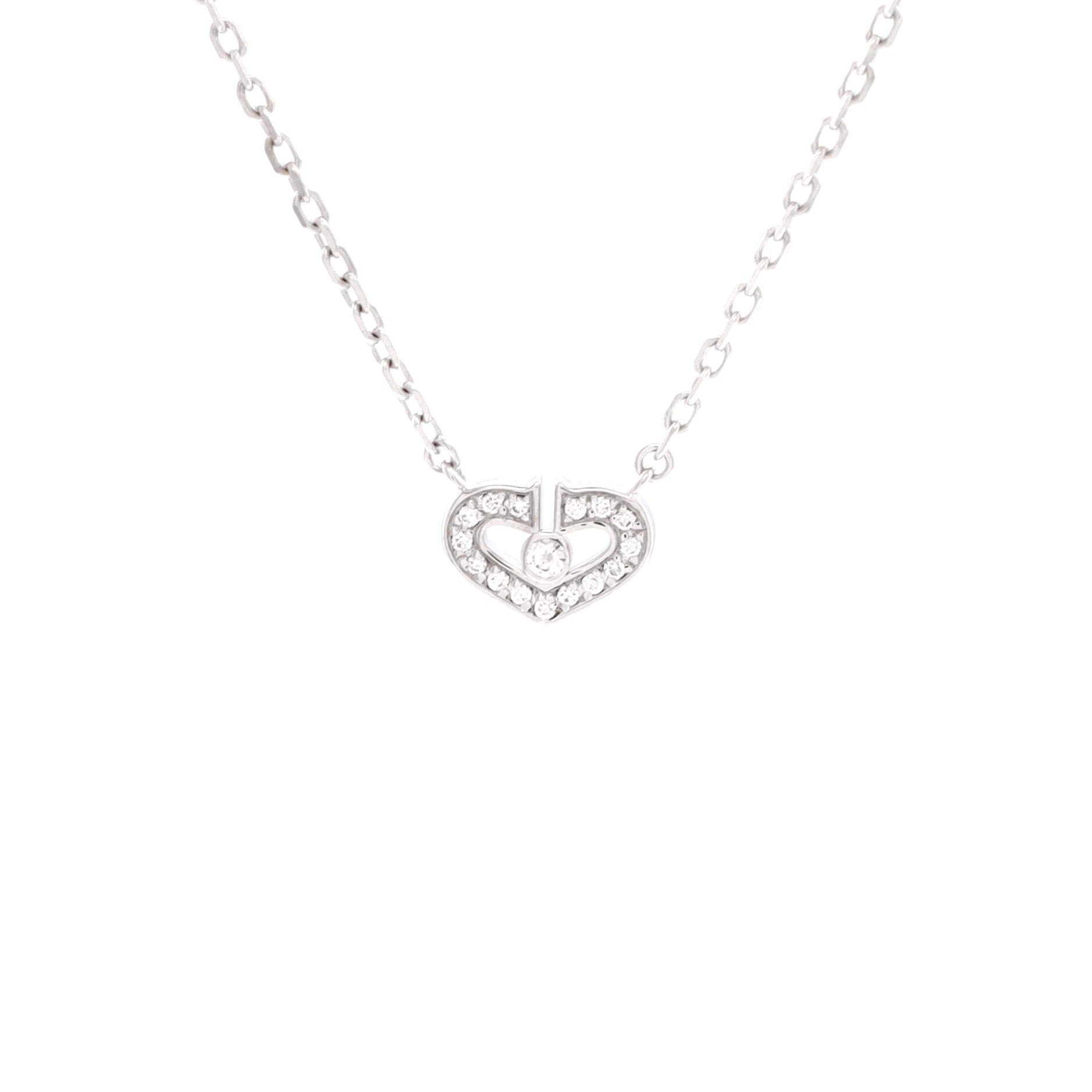 C Heart de Cartier Pendant Necklace 18K White Gold with Diamonds