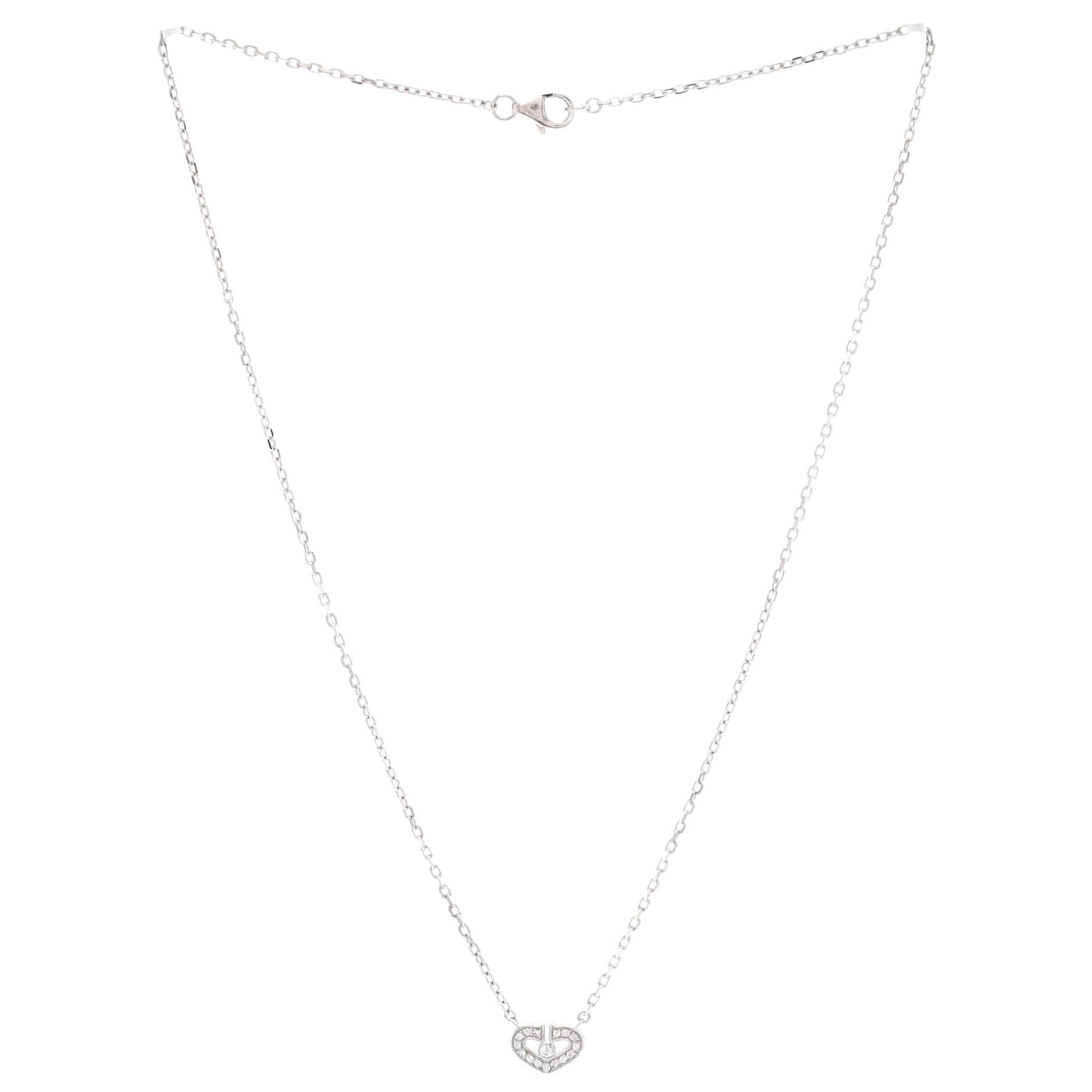 C Heart de Cartier Pendant Necklace 18K White Gold with Diamonds