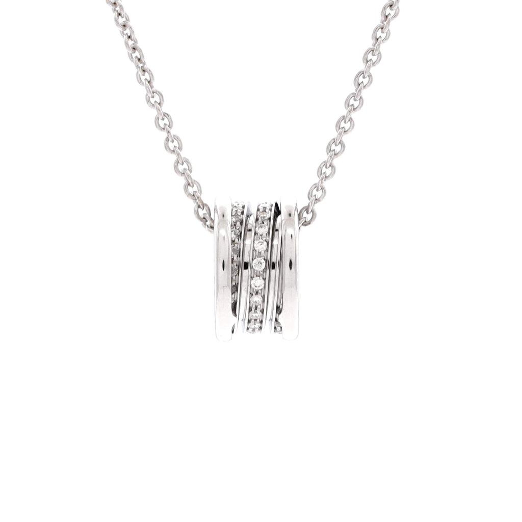 B.Zero1 Pendant Necklace 18K White Gold with Diamonds