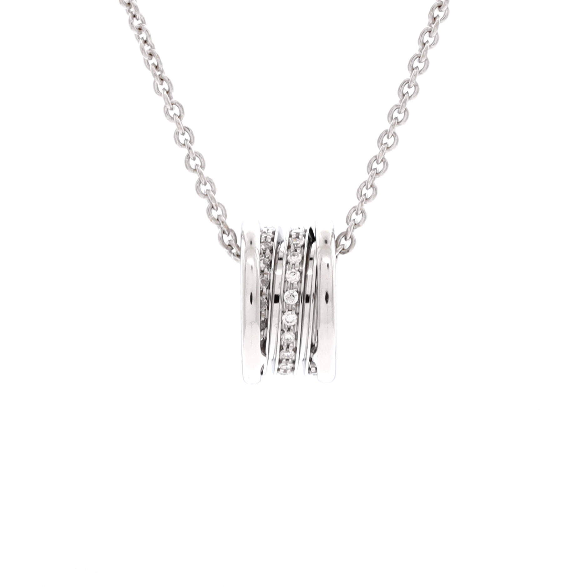 B.Zero1 Pendant Necklace 18K White Gold with Diamonds
