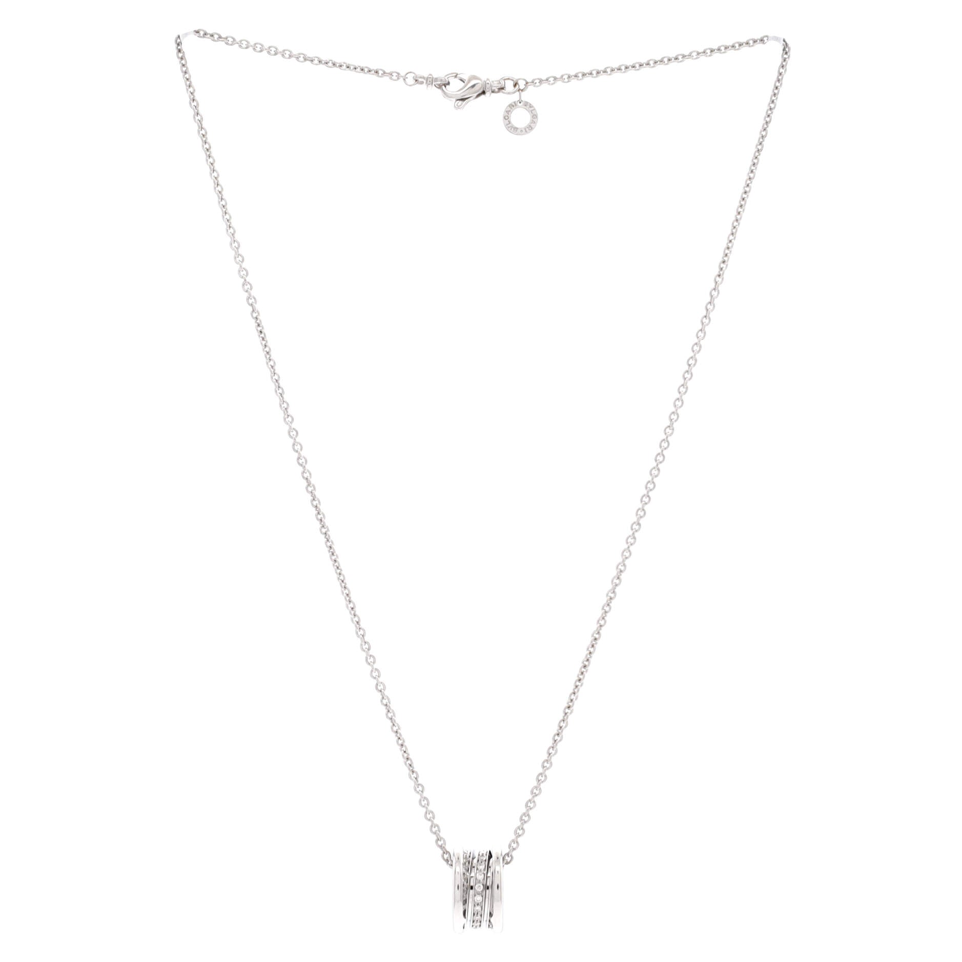 B.Zero1 Pendant Necklace 18K White Gold with Diamonds