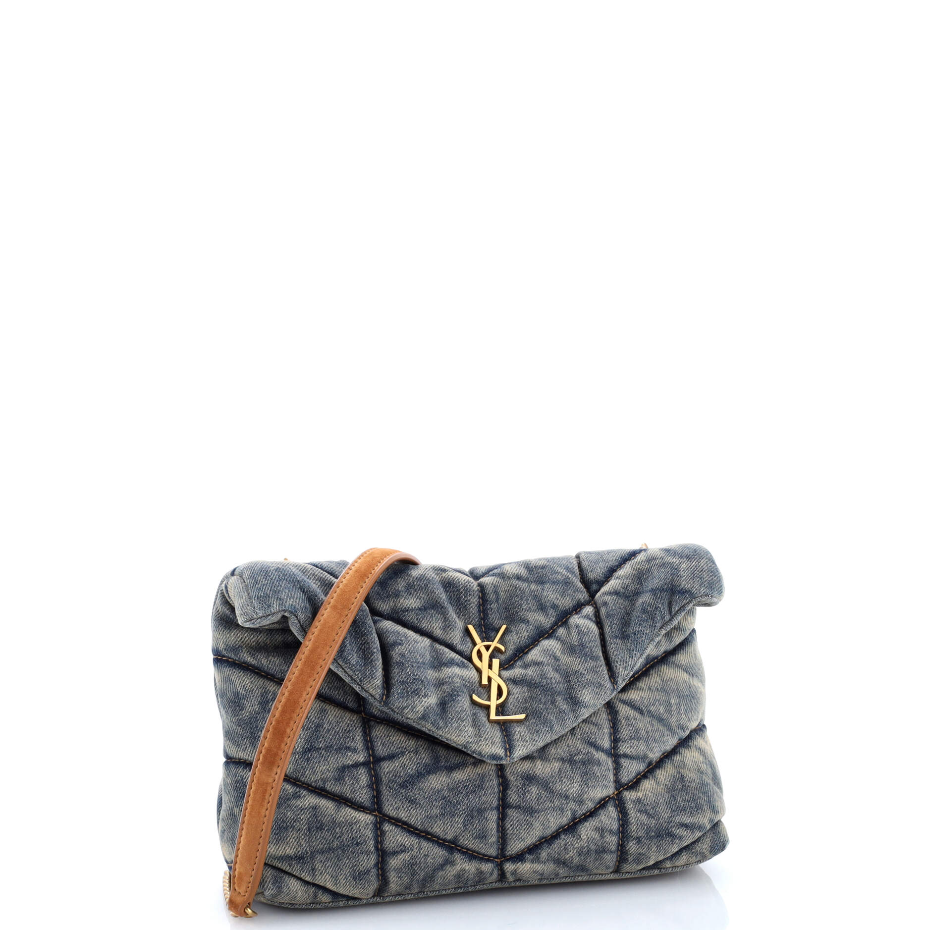 Loulou Puffer Shoulder Bag Quilted Vintage Denim Mini