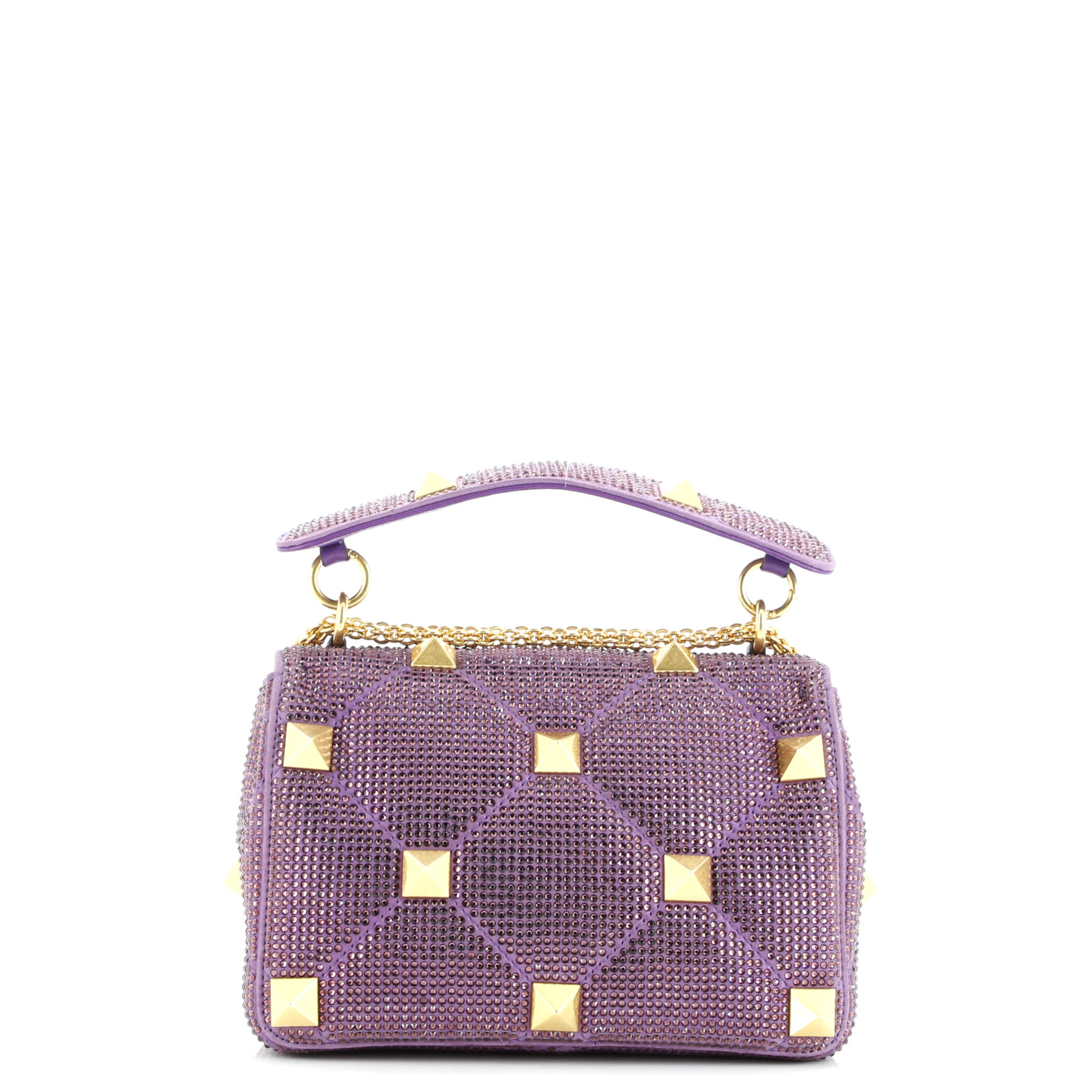 Roman Stud Flap Bag Embellished Suede Medium