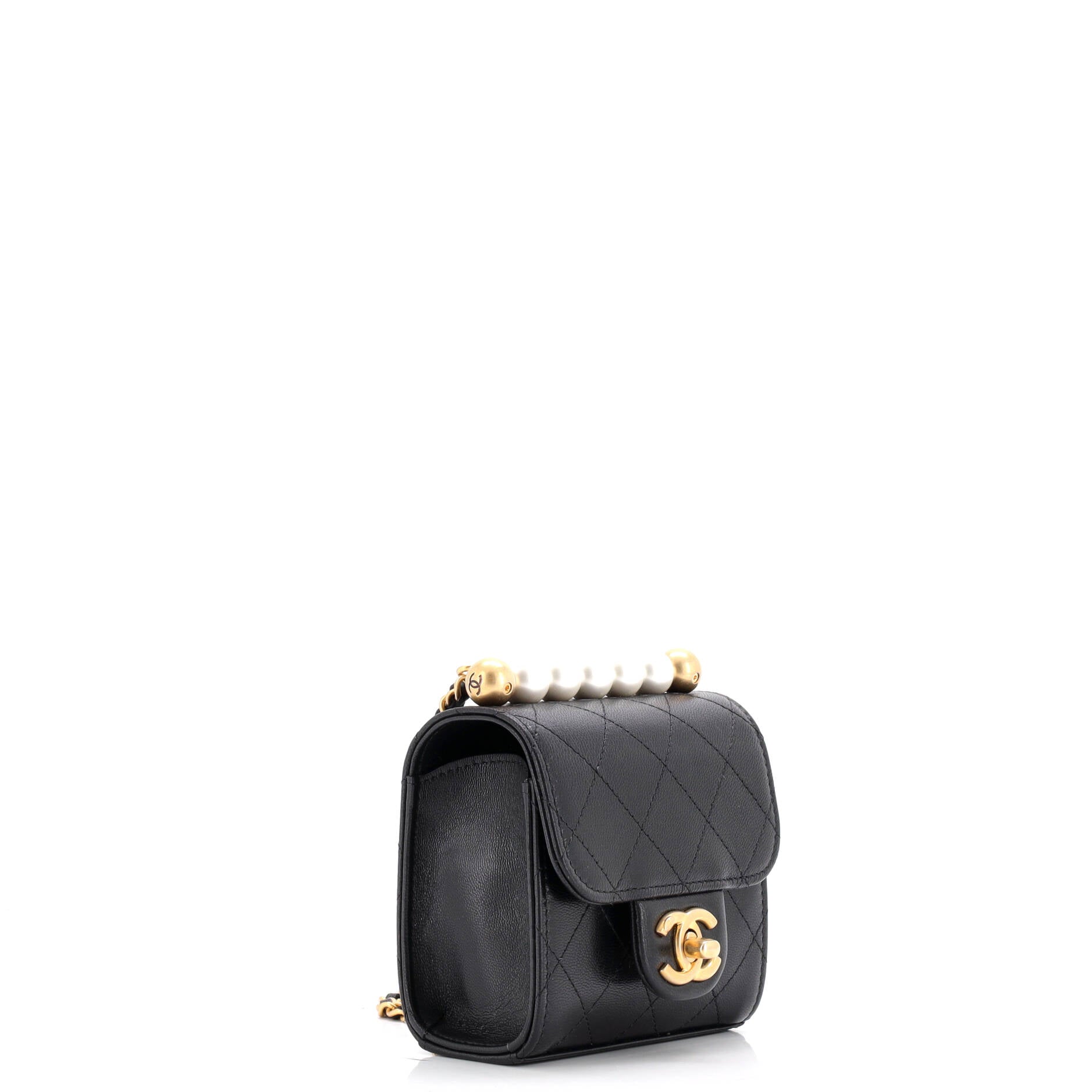 Chic Pearls Flap Clutch with Chain Quilted Goatskin Mini