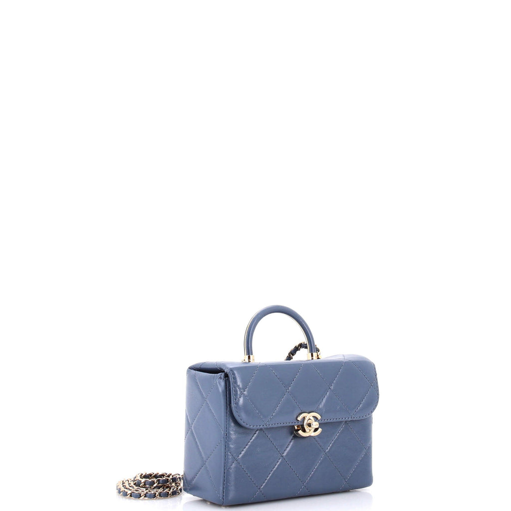 CC Top Handle Box Bag Quilted Calfskin Medium