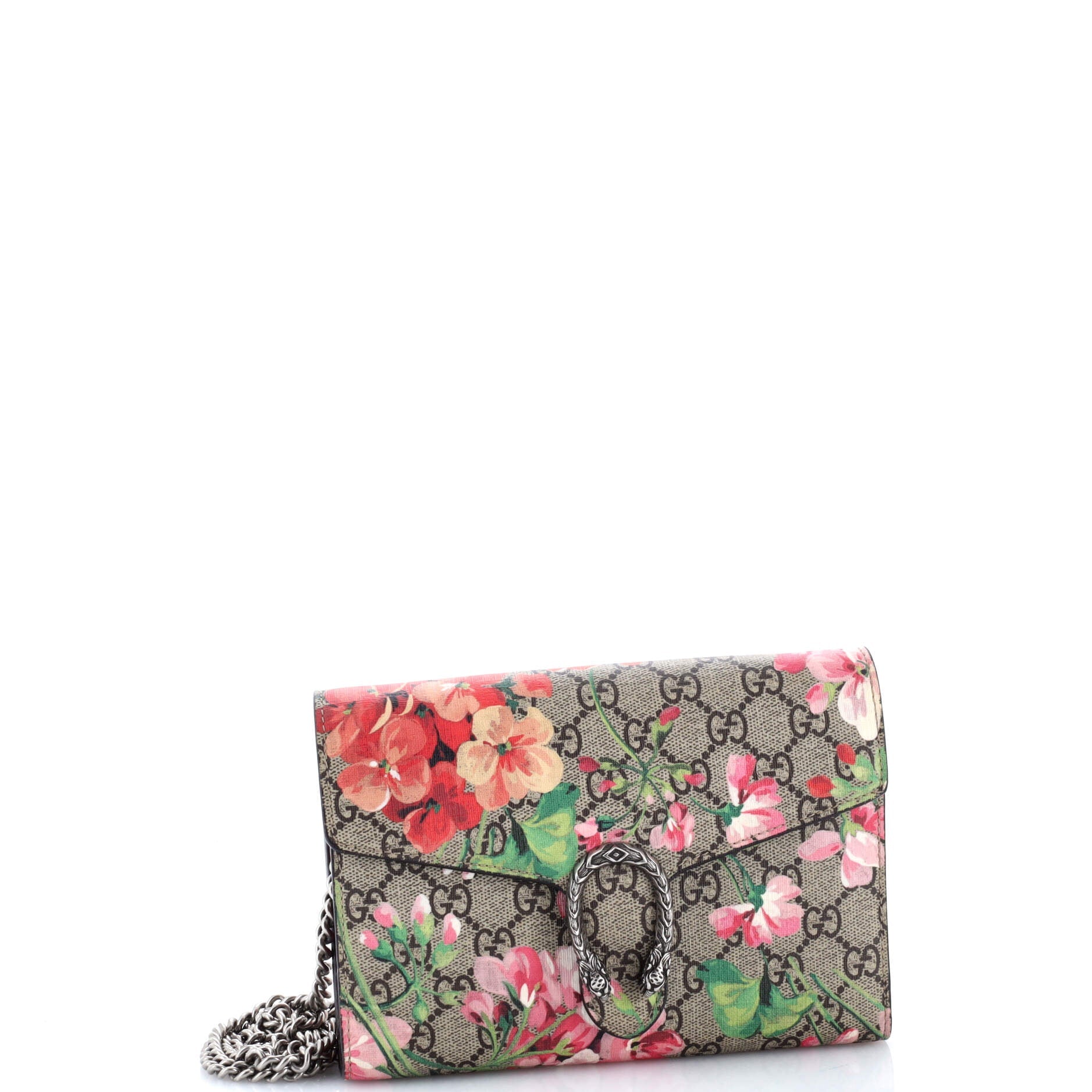 Dionysus Chain Wallet Blooms Print GG Coated Canvas Small