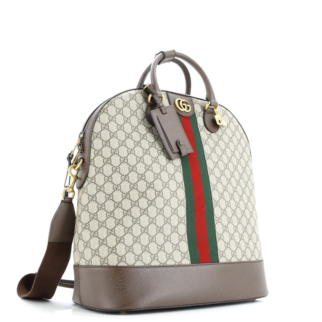 Savoy Web Bowling Tote GG Coated Canvas and Leather Small