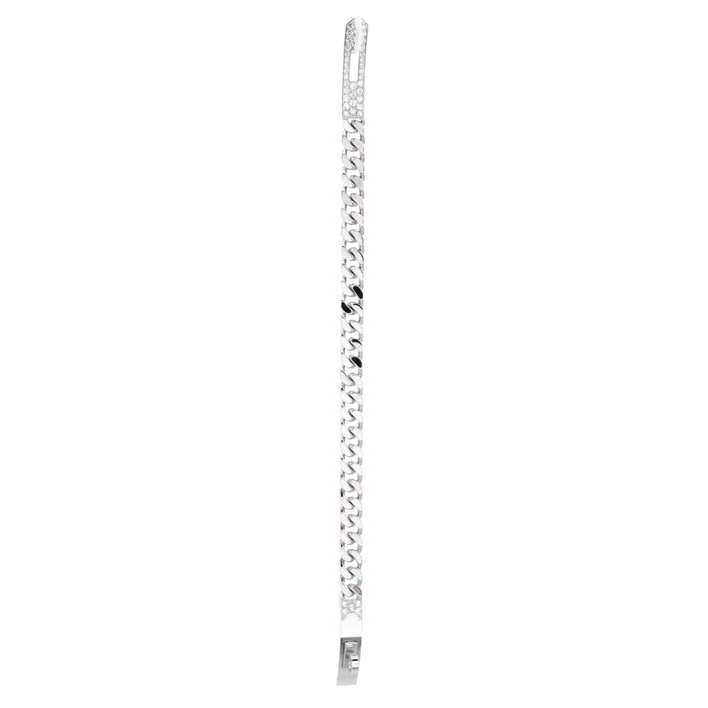 Kelly Gourmette Bracelet 18K White Gold and Pave Diamonds Very Small