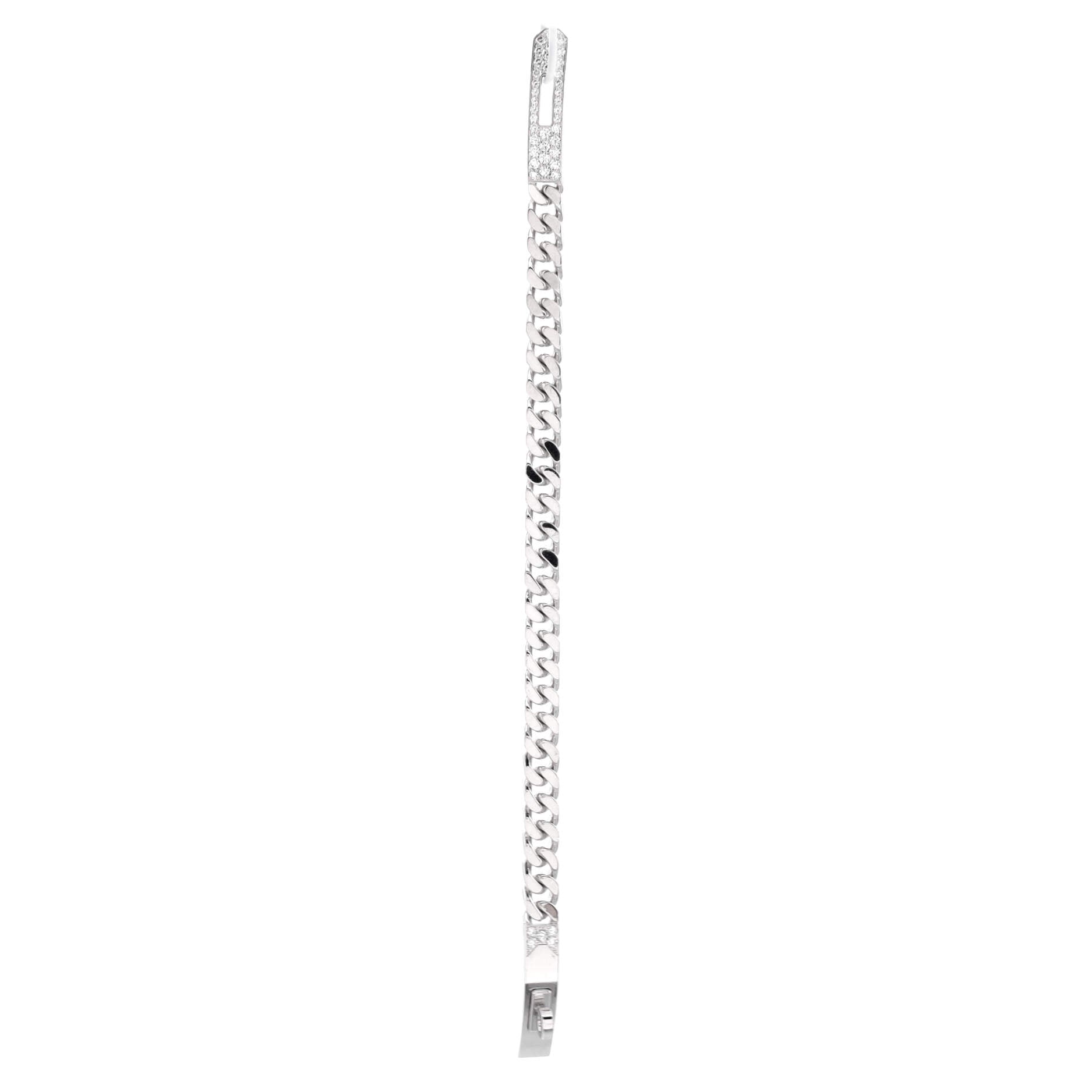 Kelly Gourmette Bracelet 18K White Gold and Pave Diamonds Very Small