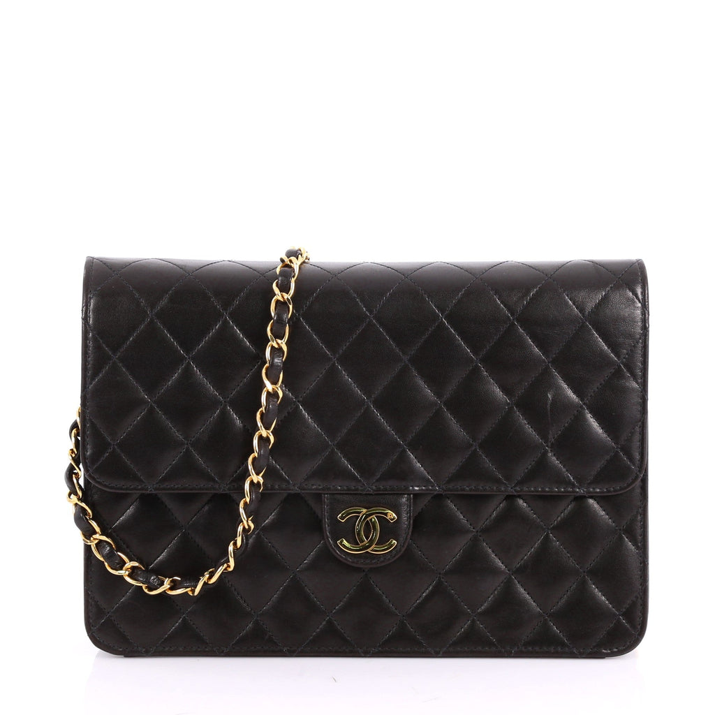 Vintage Clutch with Chain Quilted Leather Medium