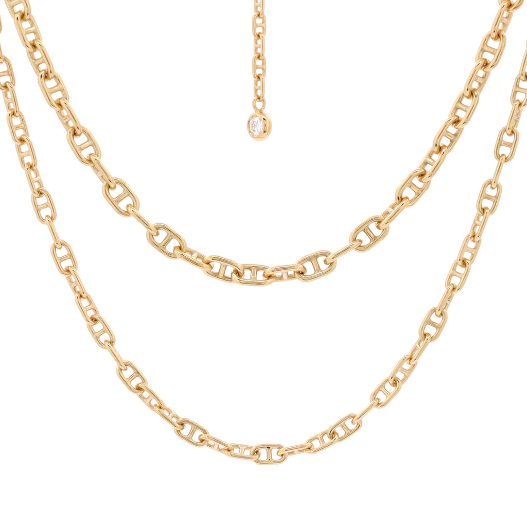 Chaine d'Ancre Enchainee Necklace 18K Yellow Gold with Diamond Long