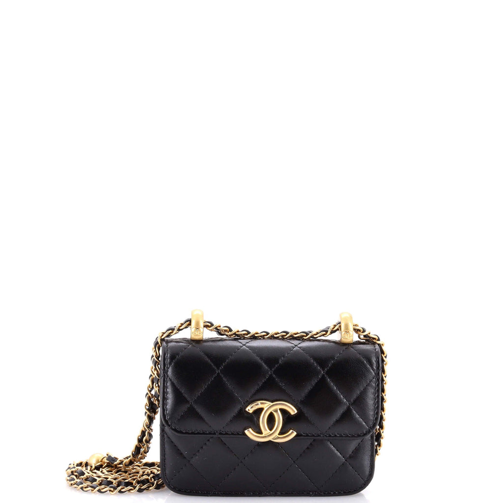 Perfect Fit Flap Coin Purse with Chain Quilted Calfskin