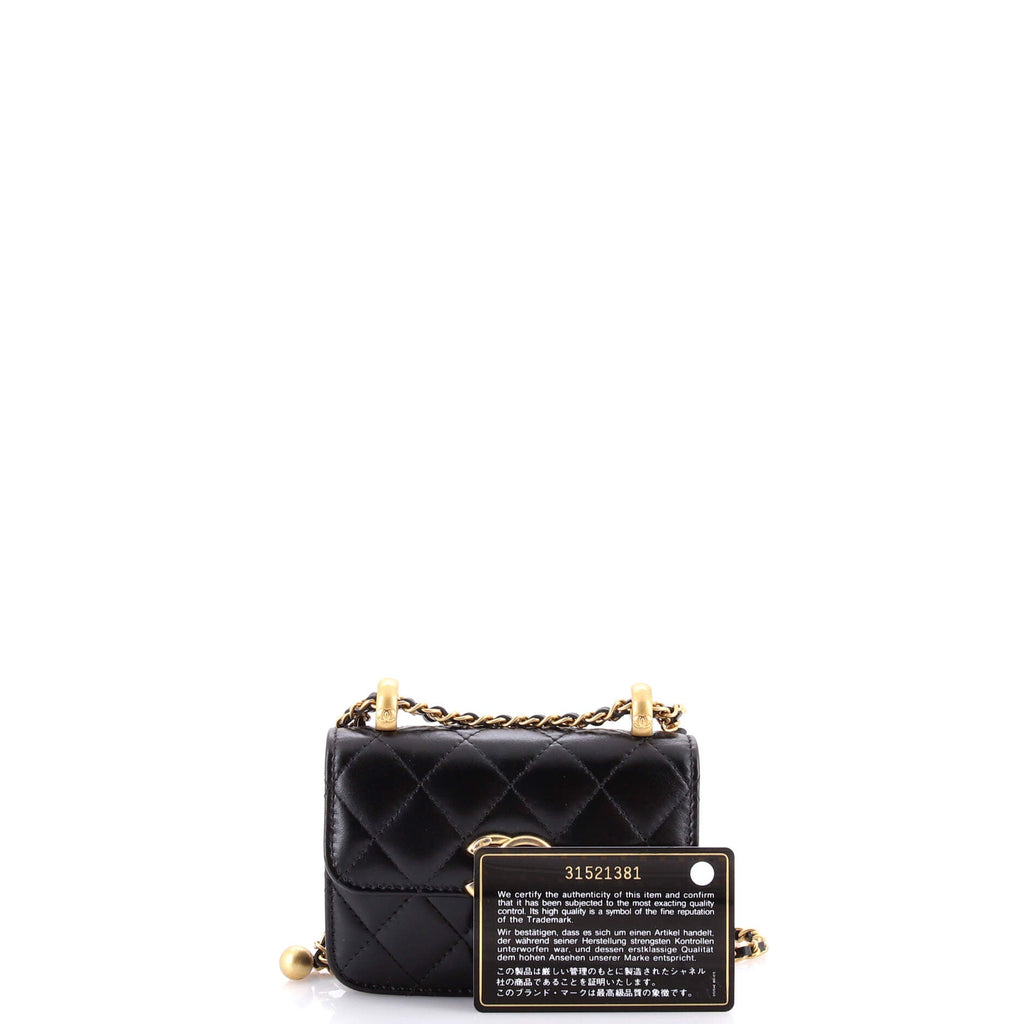Perfect Fit Flap Coin Purse with Chain Quilted Calfskin