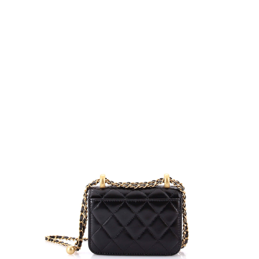 Perfect Fit Flap Coin Purse with Chain Quilted Calfskin