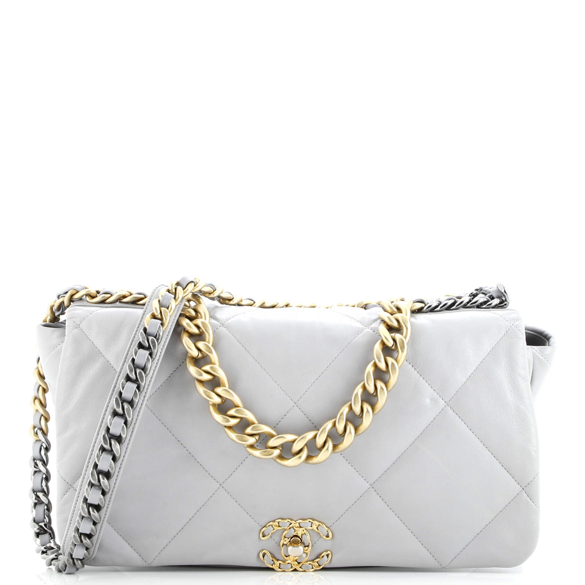19 Flap Bag Quilted Leather Maxi