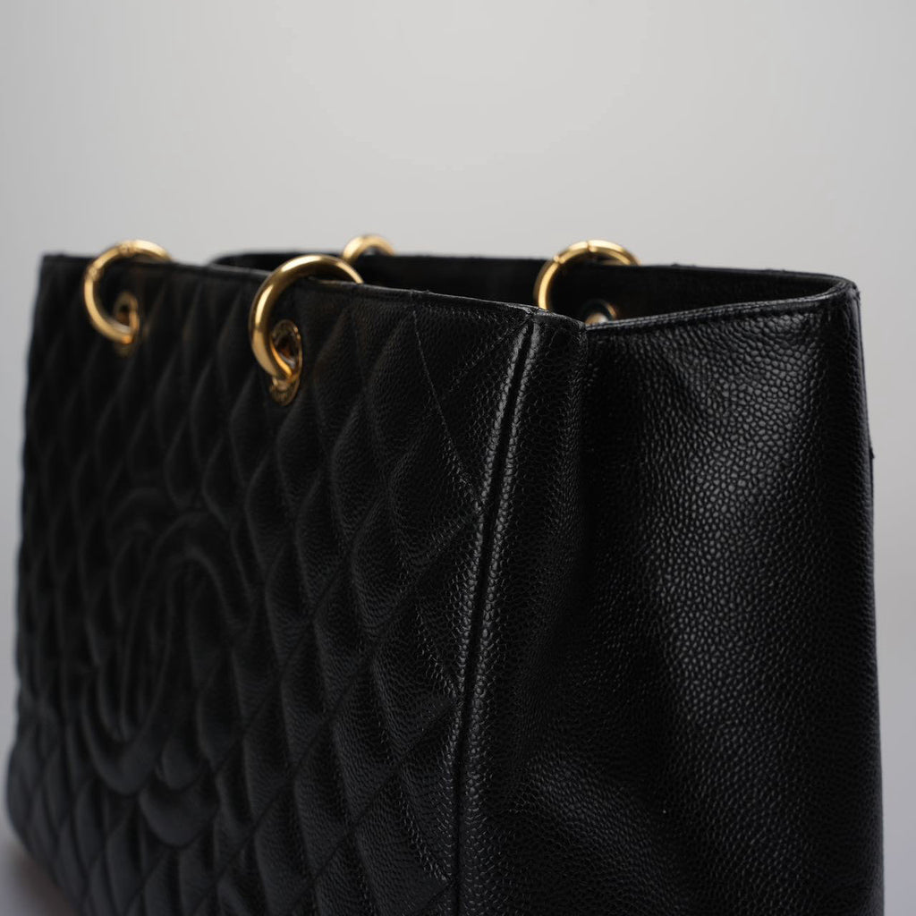 Chanel Large Grand Shopping Tote black GST Bag in Caviar Leather with Gold Hardware