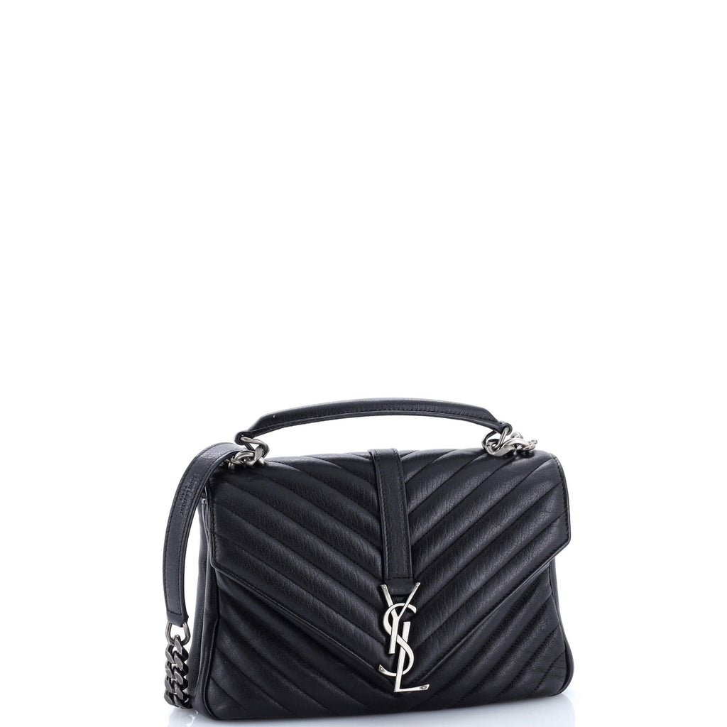 Classic Monogram College Bag Matelasse Chevron Leather Medium
