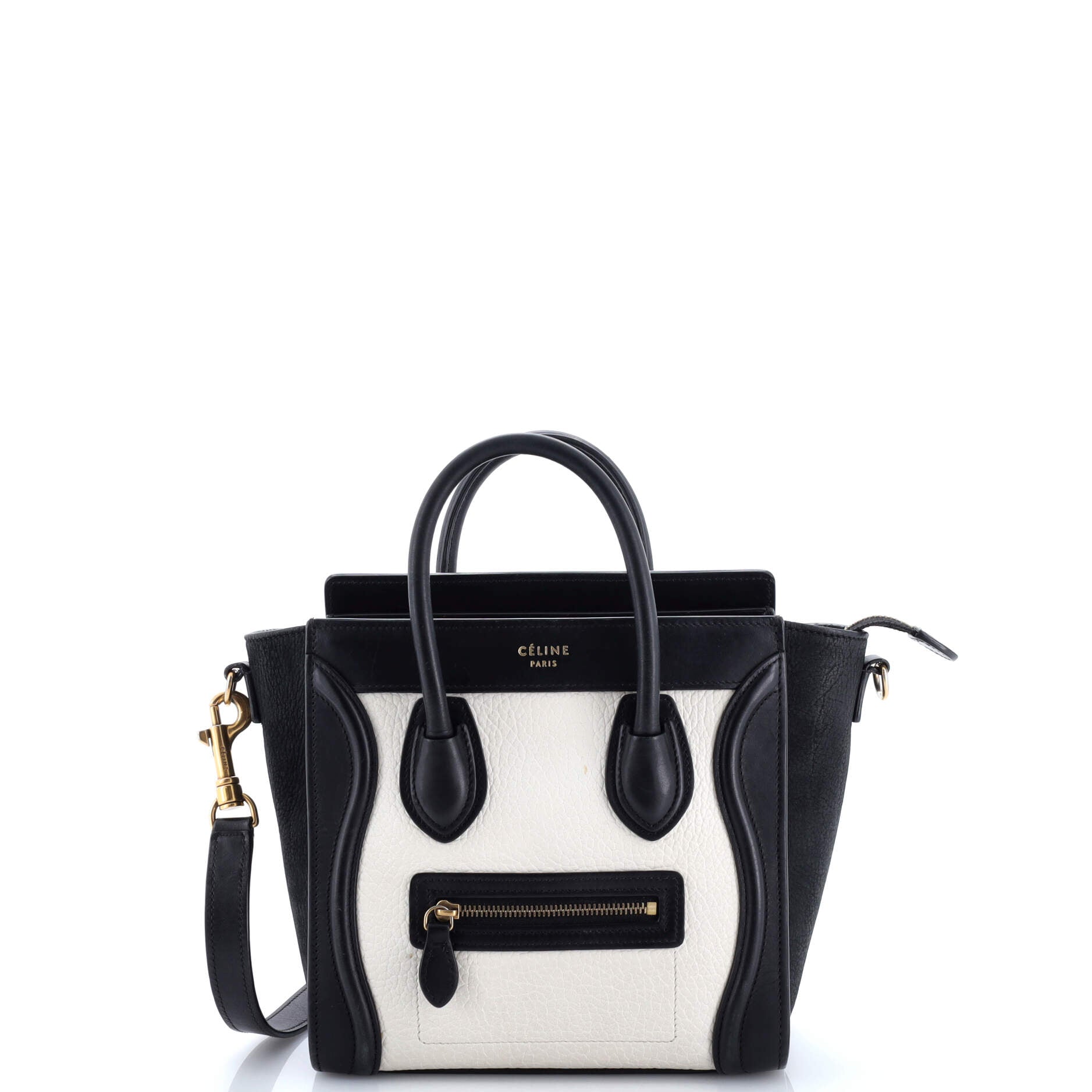 Bicolor Luggage Bag Grainy Leather Nano