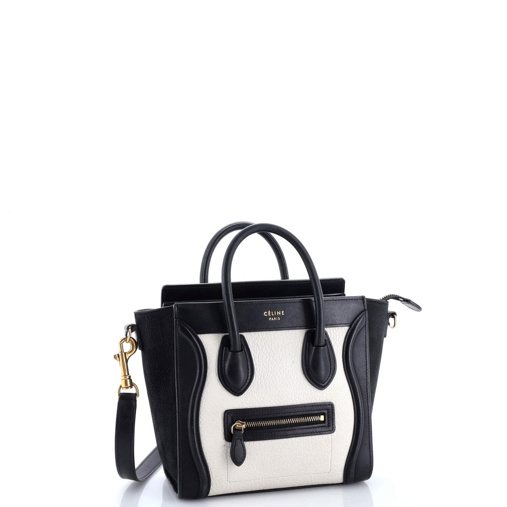 Bicolor Luggage Bag Grainy Leather Nano