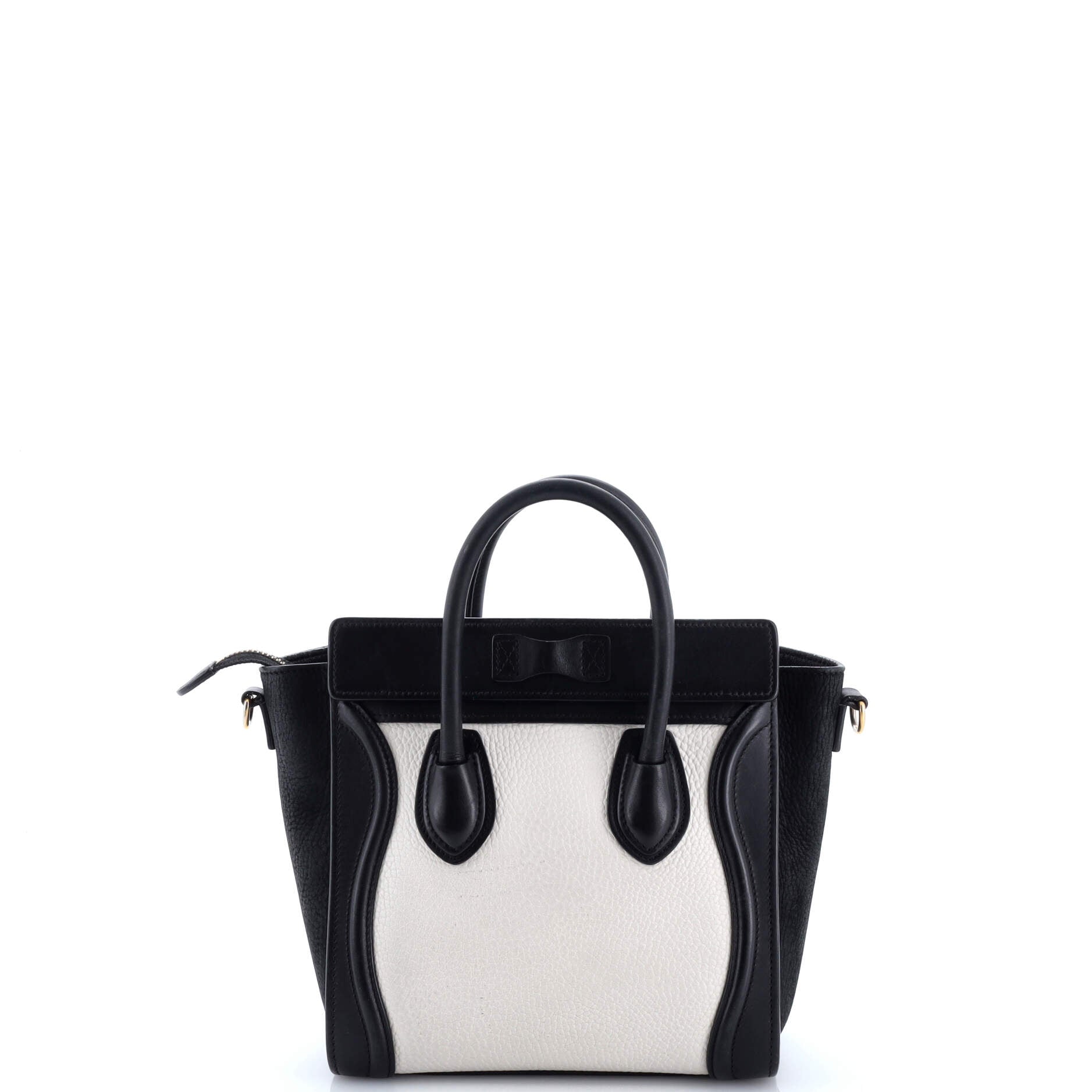 Bicolor Luggage Bag Grainy Leather Nano