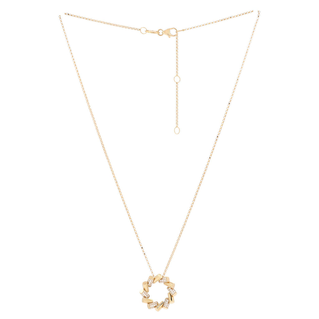 Domino Circle Pendant Necklace 18K Yellow Gold with Diamonds Small