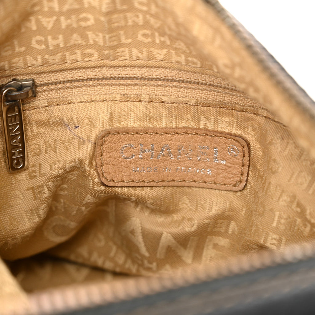 Grained Calfskin Tassel Shoulder Bag Black