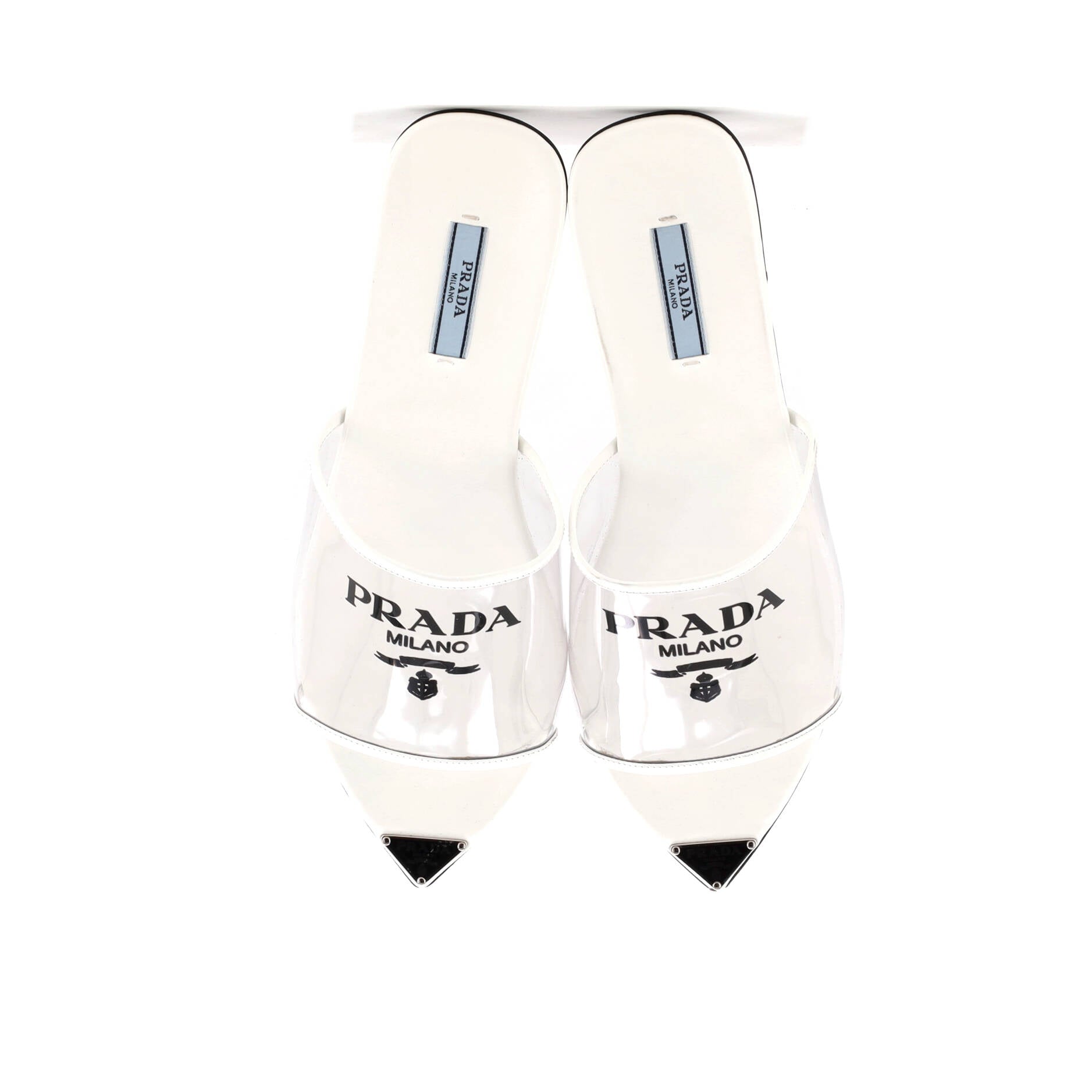 Women's Logo Flat Slide Sandals PVC with Leather