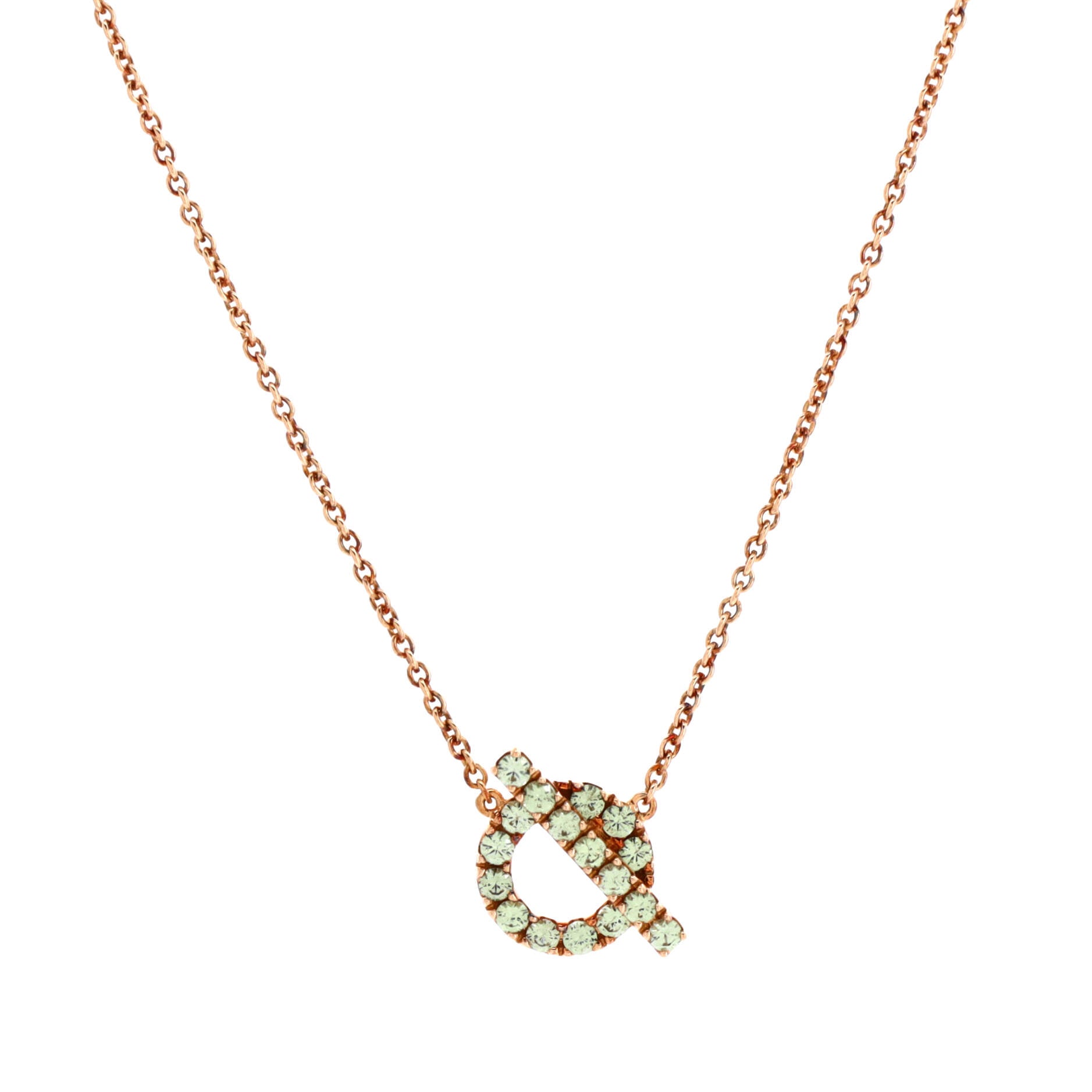 Finesse Pendant Necklace 18K Rose Gold with Green Sapphires