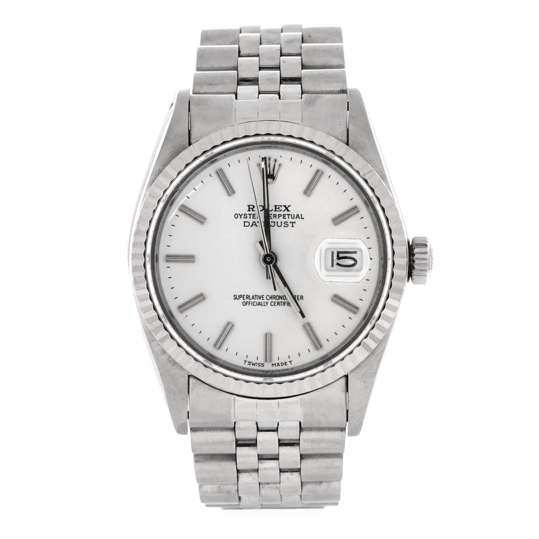 Oyster Perpetual Datejust Automatic Watch Stainless Steel and White Gold 36