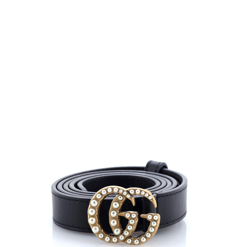 Pearly GG Marmont Belt Leather Thin