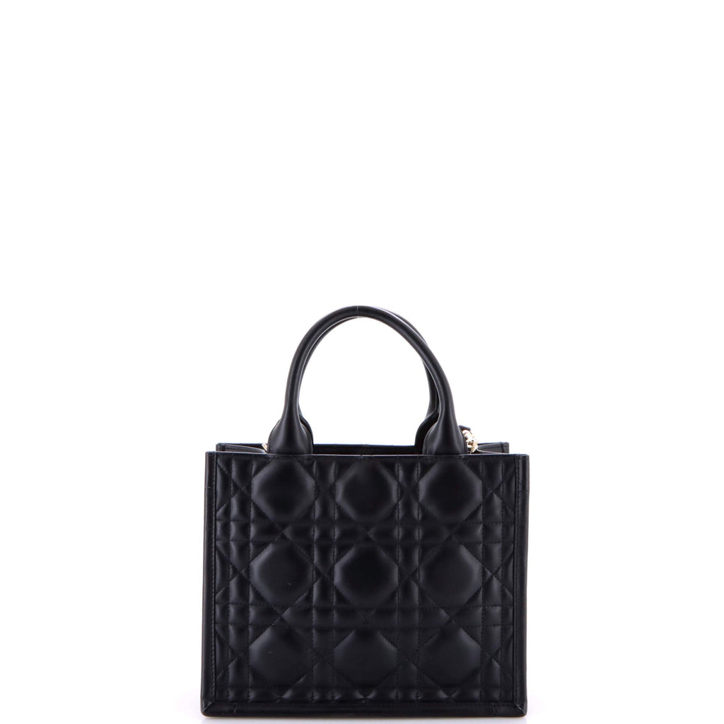Book Tote with Strap Cannage Quilt Lambskin Small