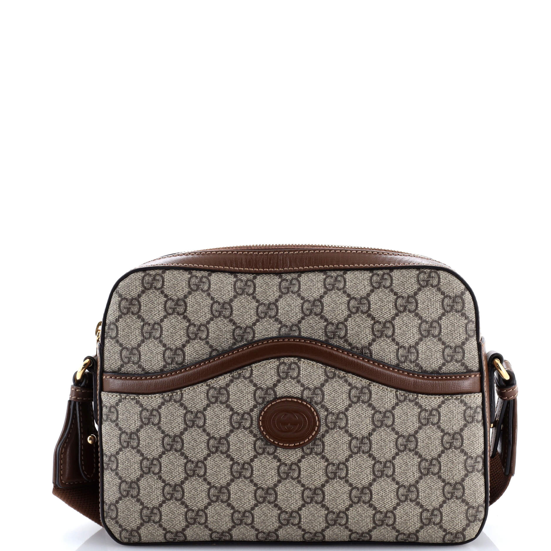 Interlocking G Patch Messenger Camera Bag GG Coated Canvas