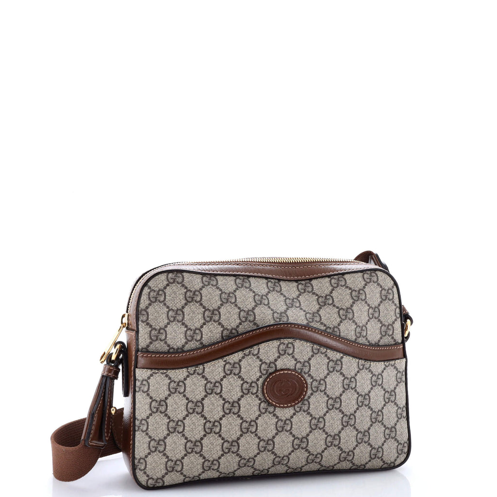 Interlocking G Patch Messenger Camera Bag GG Coated Canvas