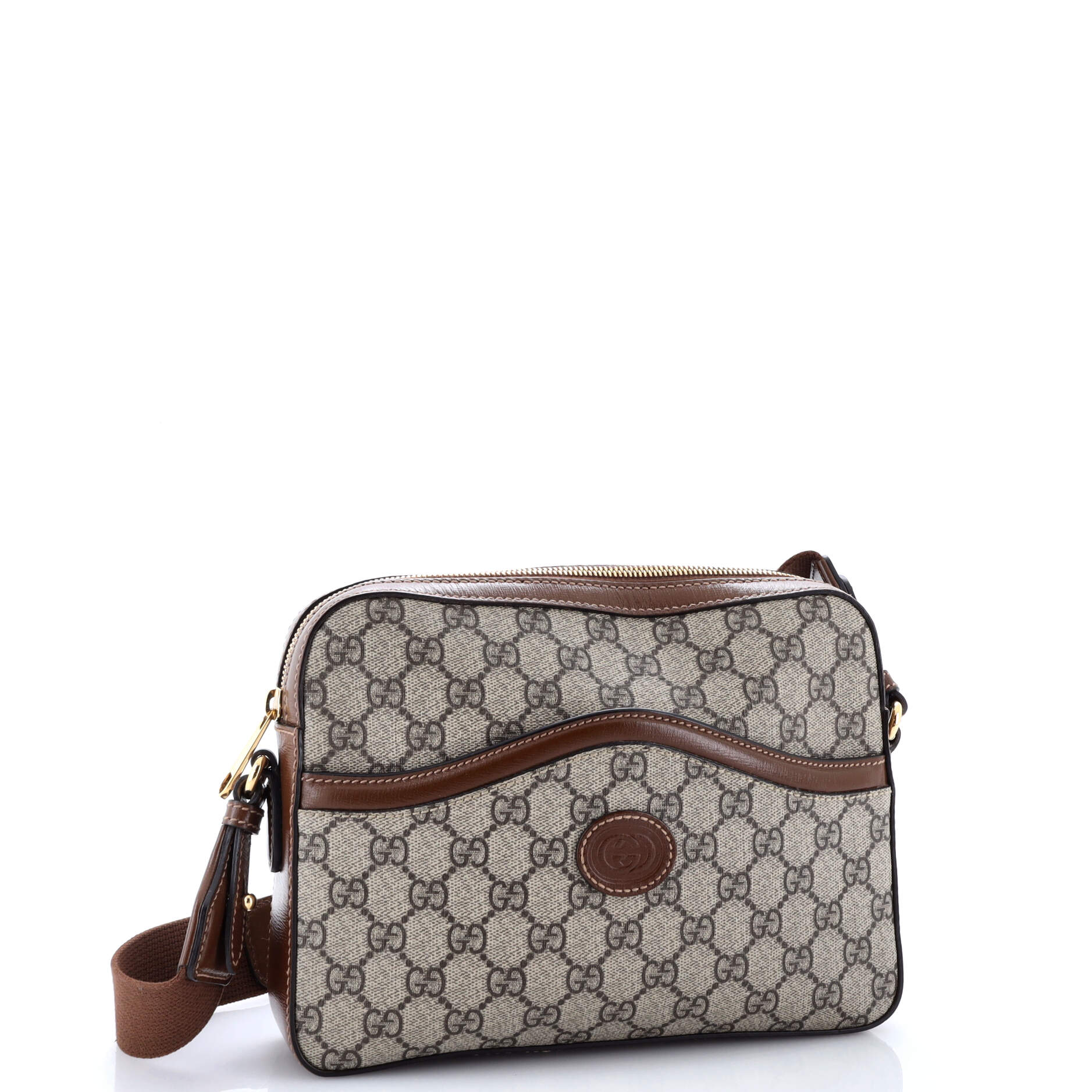 Interlocking G Patch Messenger Camera Bag GG Coated Canvas