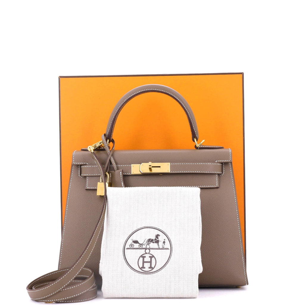 Kelly Handbag Grey Epsom with Gold Hardware 28