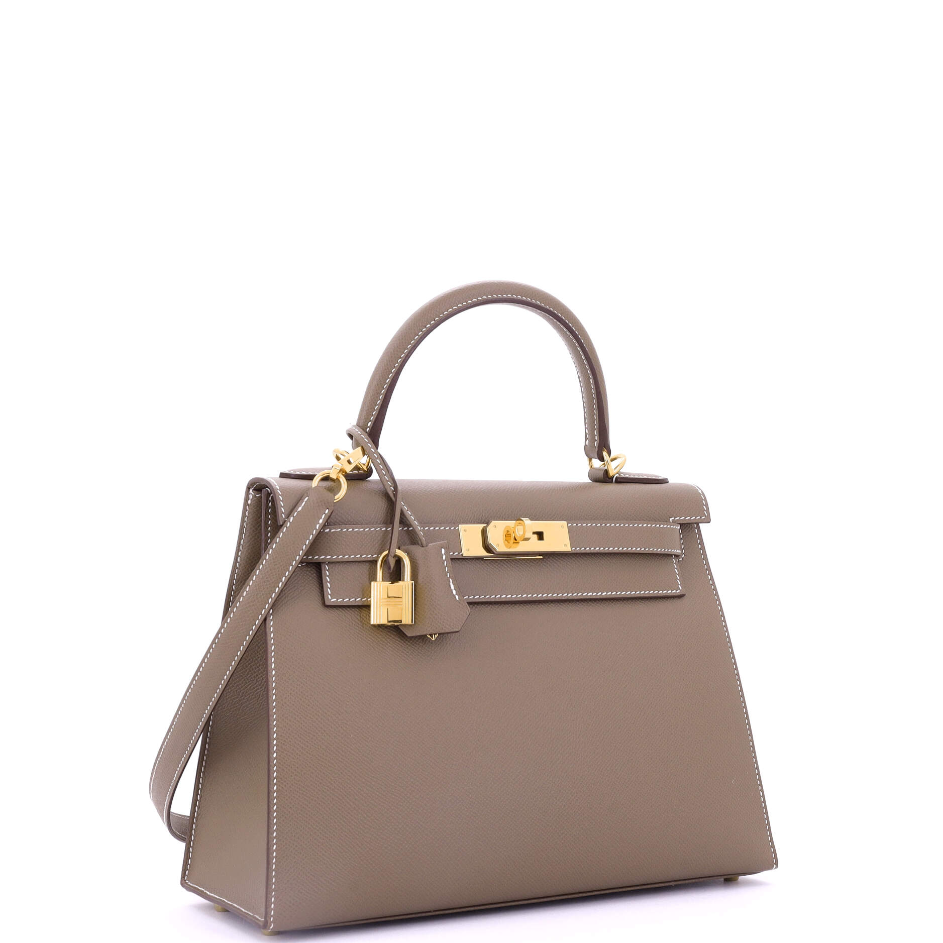 Kelly Handbag Grey Epsom with Gold Hardware 28