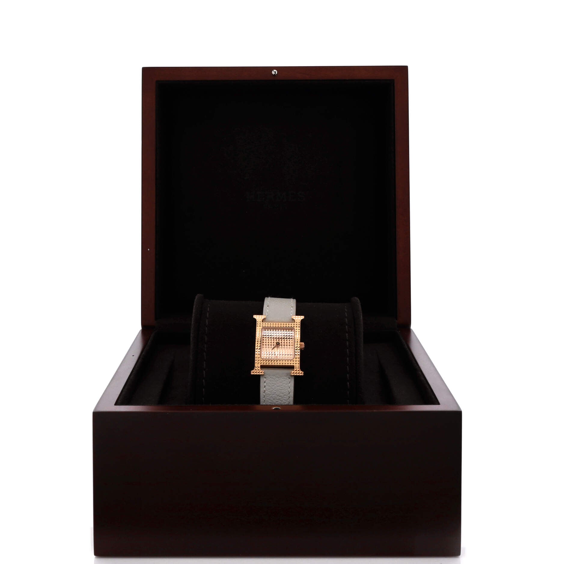 Heure H Quartz Watch Clous de Paris Hobnail Rose Gold and Leather 21