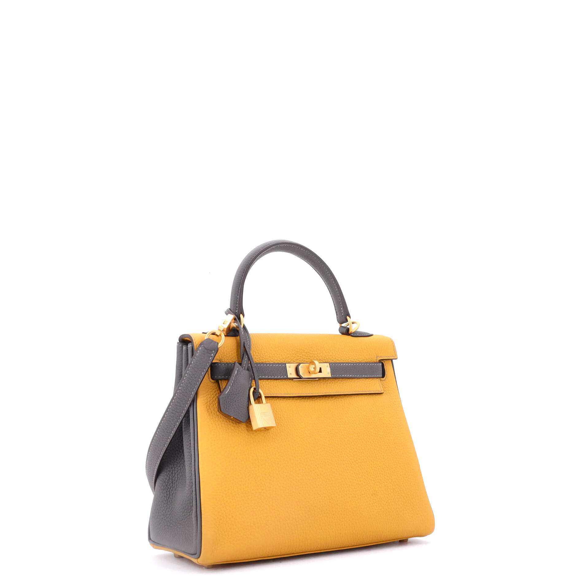 Kelly Handbag Bicolor Togo with Brushed Gold Hardware 25