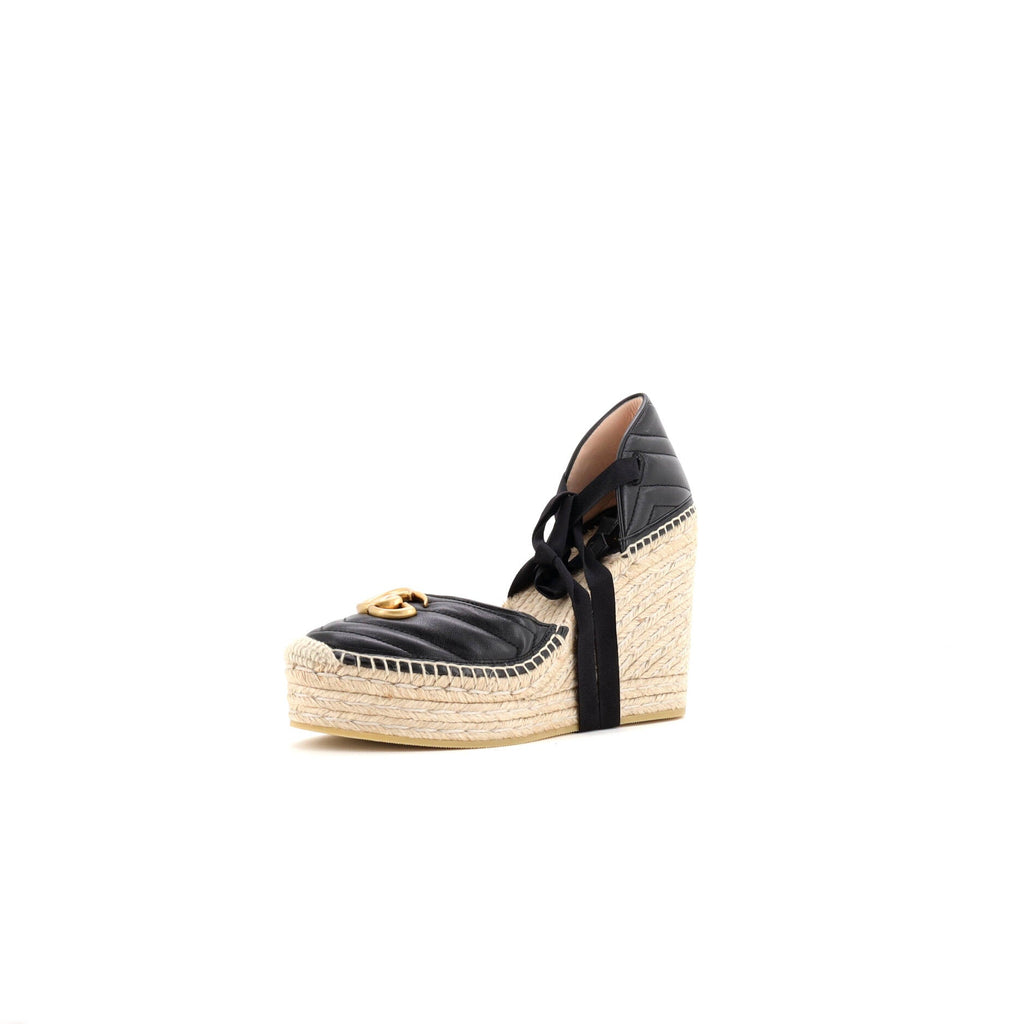 Women's GG Marmont Wedge Espadrilles Matelasse Leather