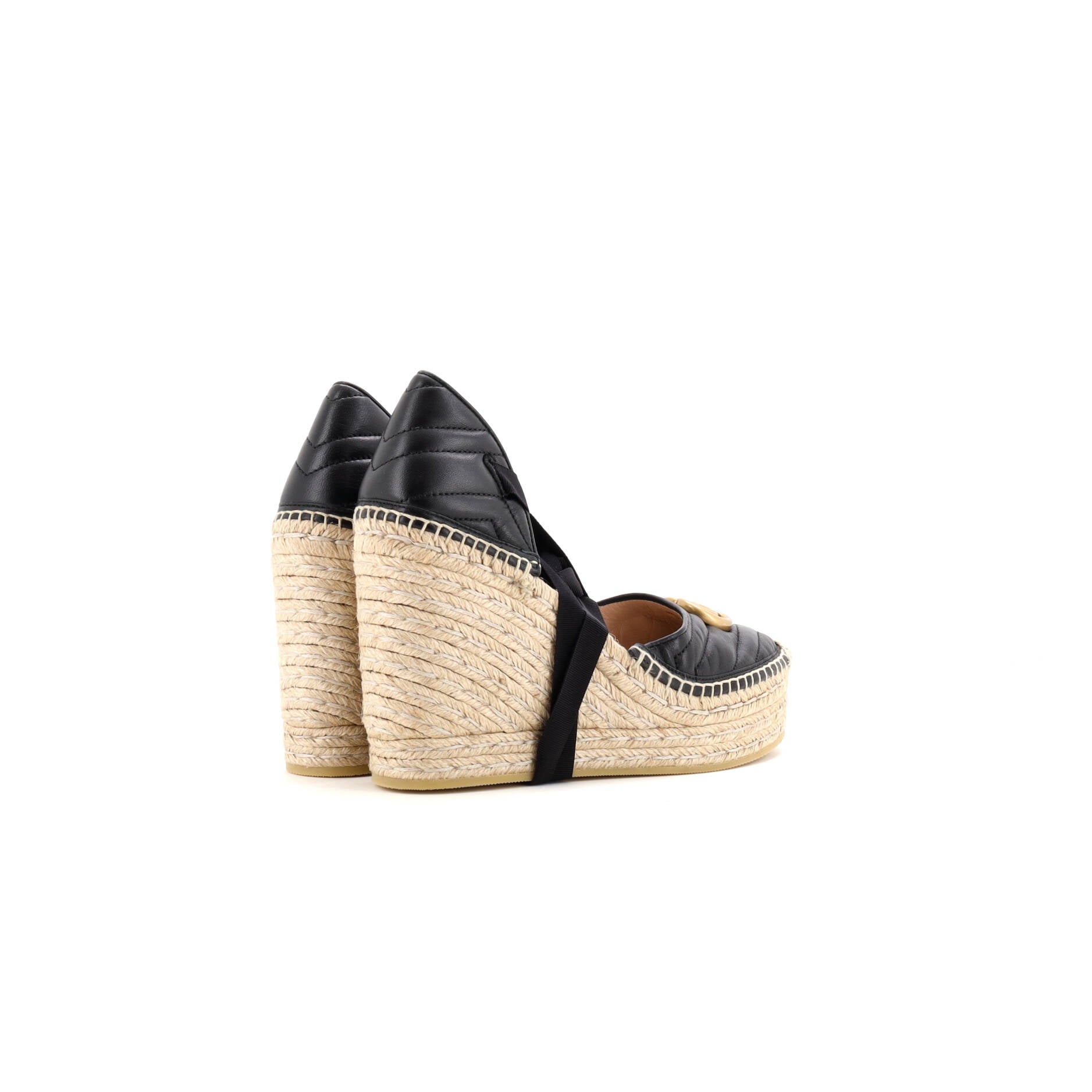 Women's GG Marmont Wedge Espadrilles Matelasse Leather