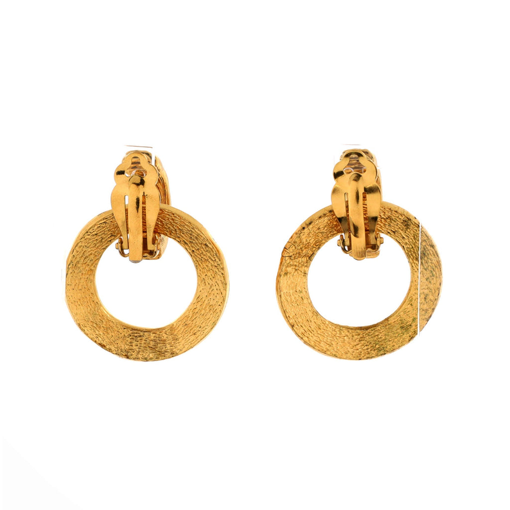 Vintage Multi CC Drop Hoop Clip-On Earrings Metal Large