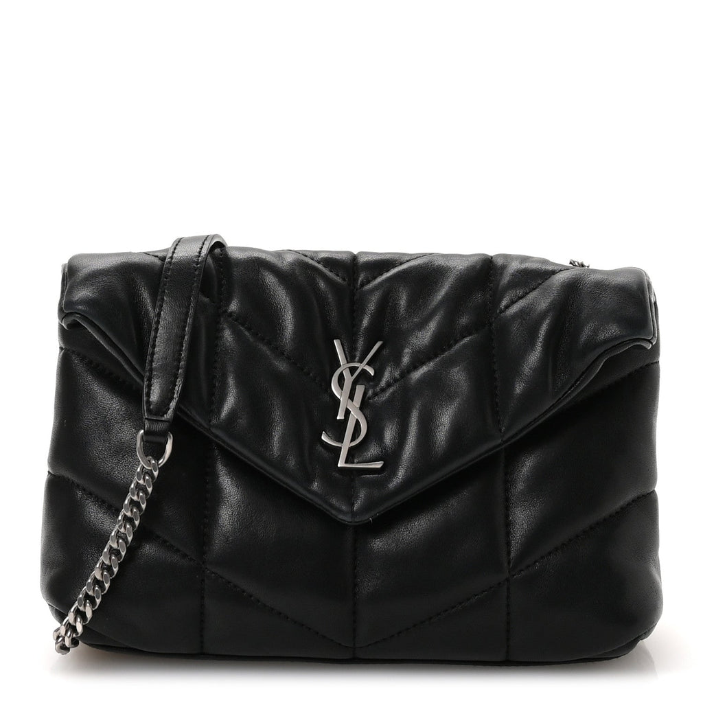 Lambskin Quilted Toy Loulou Puffer Monogram Chain Satchel Black