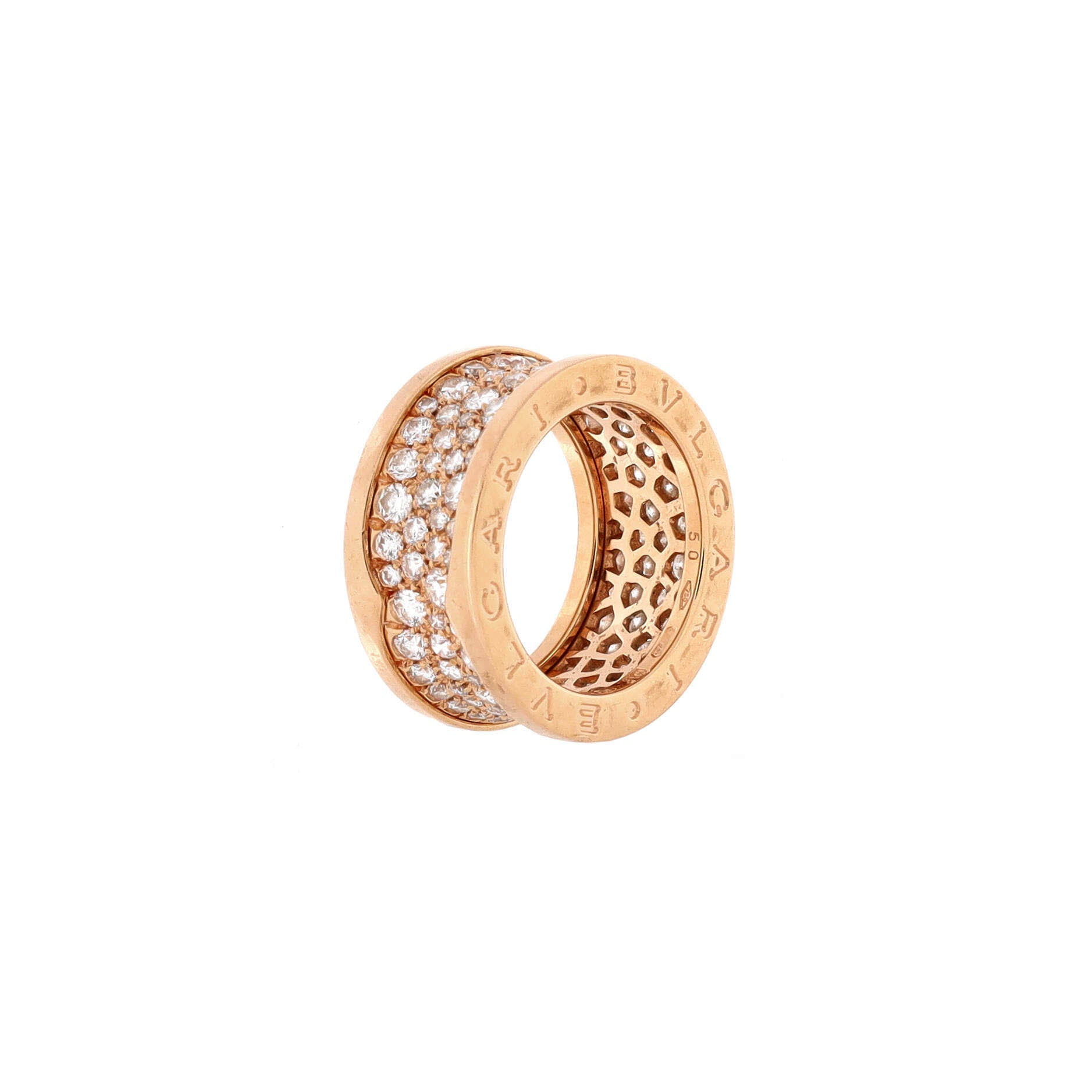 B.Zero1 Ring 18K Rose Gold with Pave Diamonds