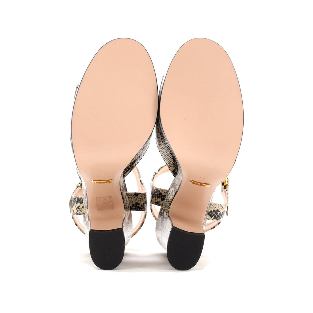 Women's Baby Horsebit Platform Sandals Snakeskin Embossed Leather