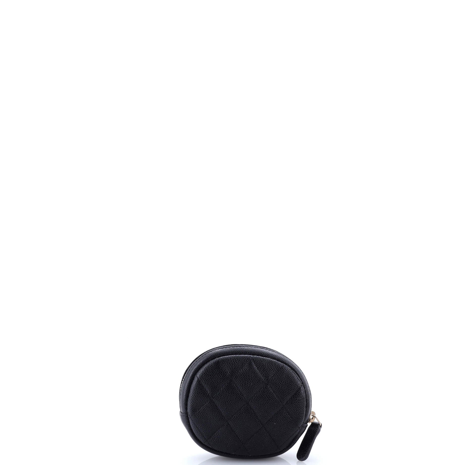 Classic Round Coin Purse Quilted Caviar