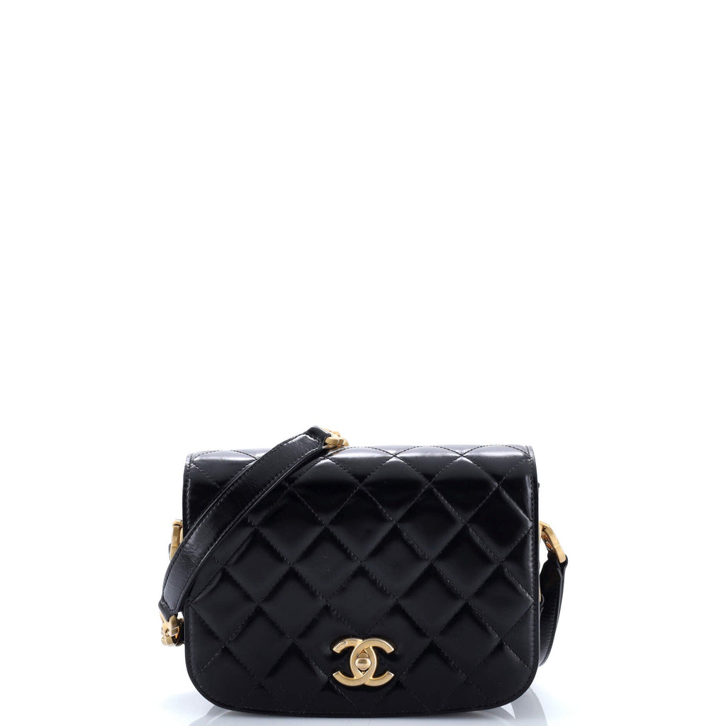 My Sweet CC Full Flap Messenger Bag Quilted Shiny Calfskin with Suede Mini