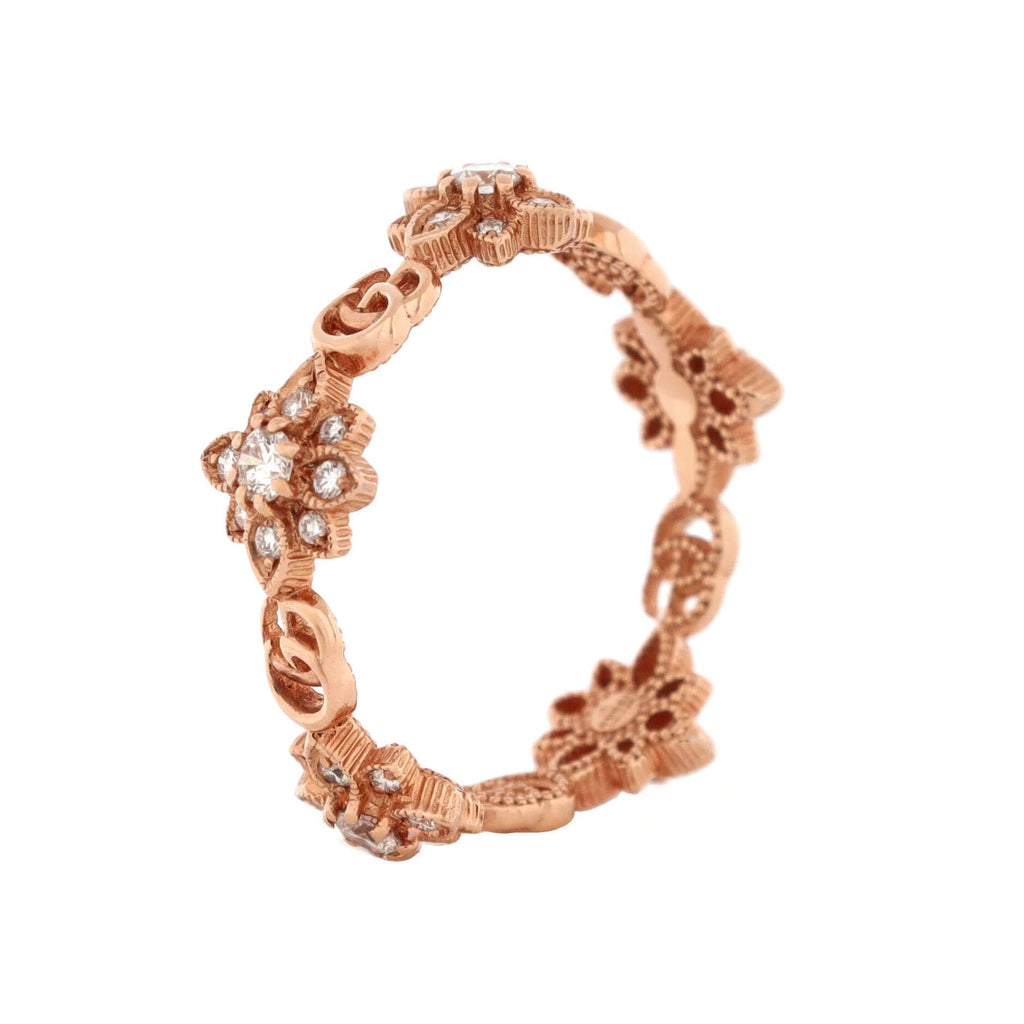 GG Flora Ring 18K Rose Gold with Diamonds