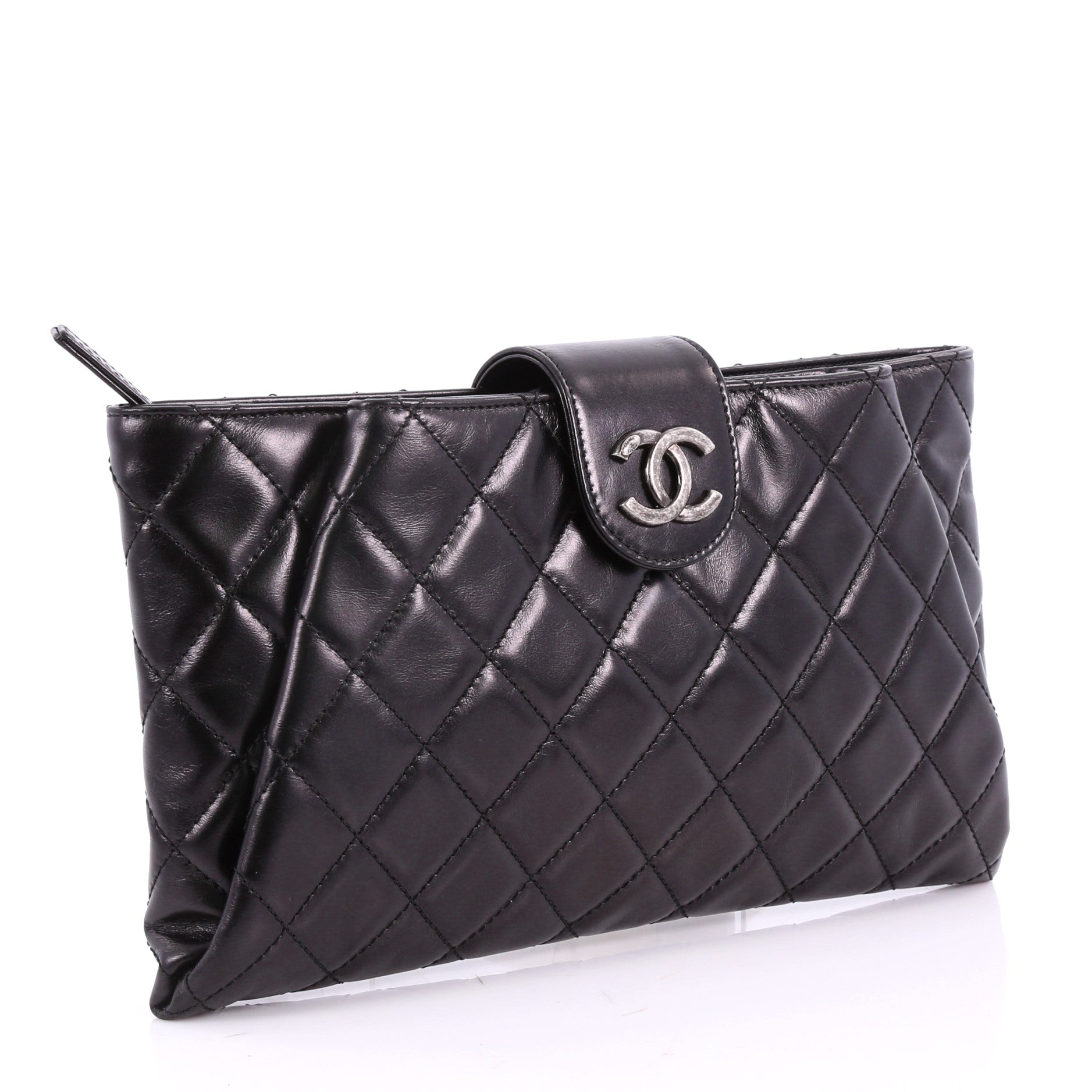 Coco Pleats Clutch Quilted Glazed Calfskin