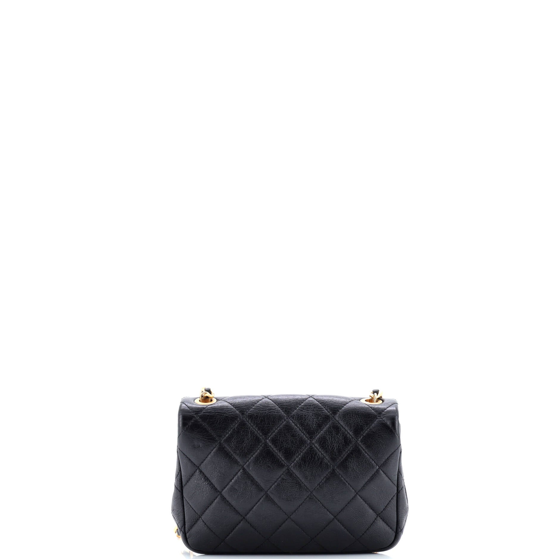CC Pearl Section Chain Flap Bag Quilted Calfskin Mini